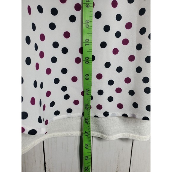 Women’s VAN HEUSEN White Polka Dot Long Sleeve Blouse Size Med NEW - Picture 6 of 7